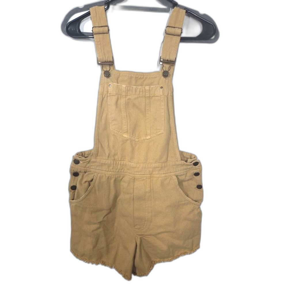 PILCRO Anthropologie Shorts Romper Overalls 4/27 Khaki Mustard Fall Grunge 90s